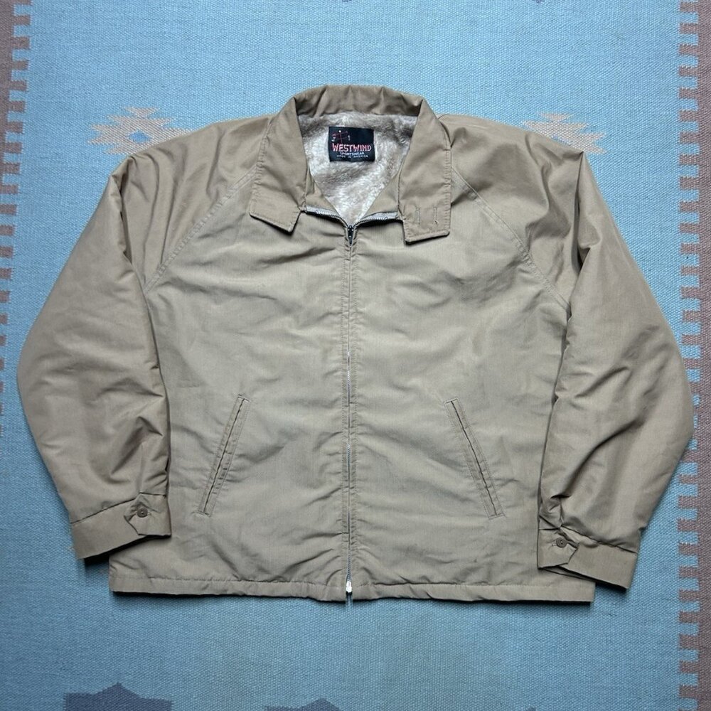 Vintage 70s westwind faux fur lined jacket harrington cropped fit tan boxy XXL